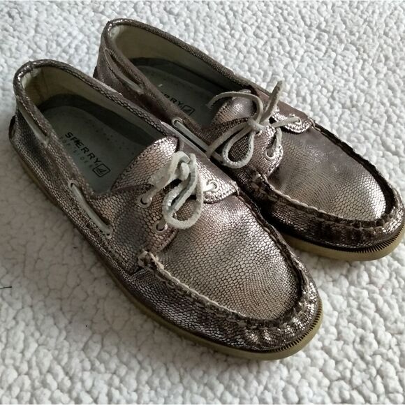 Sperry's Topsiders Sz9.5 Bronze Shakeskin - Picture 1 of 9